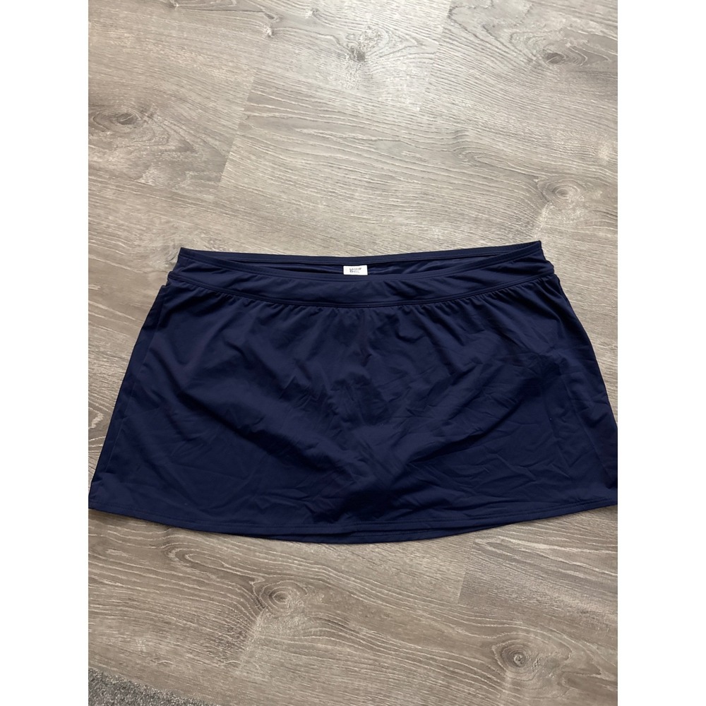 Lands End Navy Soft Banded Swim‎ Skort Skirt Size 22W Attached Briefs